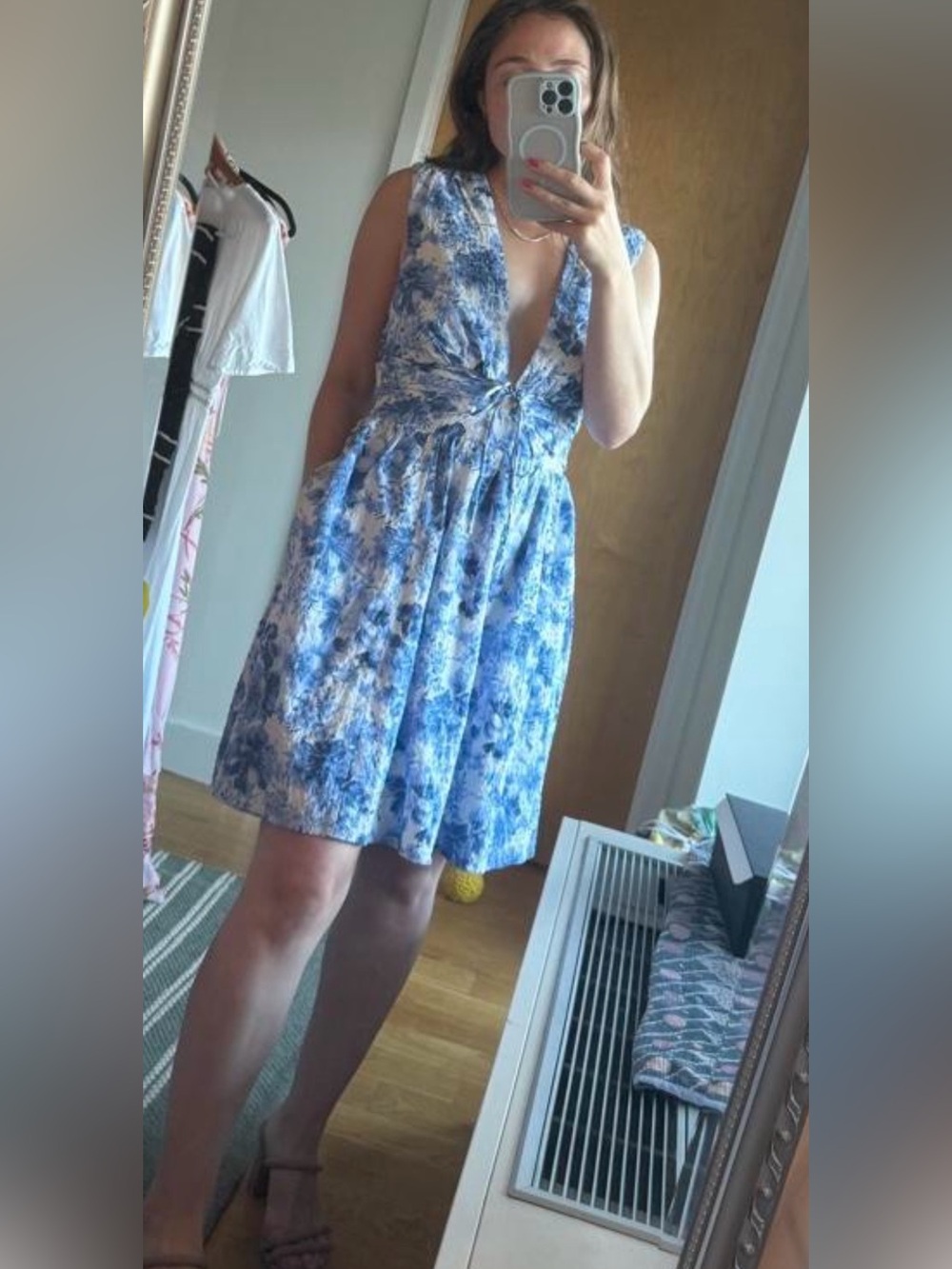 Abercrombie & Fitch Blue Floral V-Neck Mini Dress in ST
